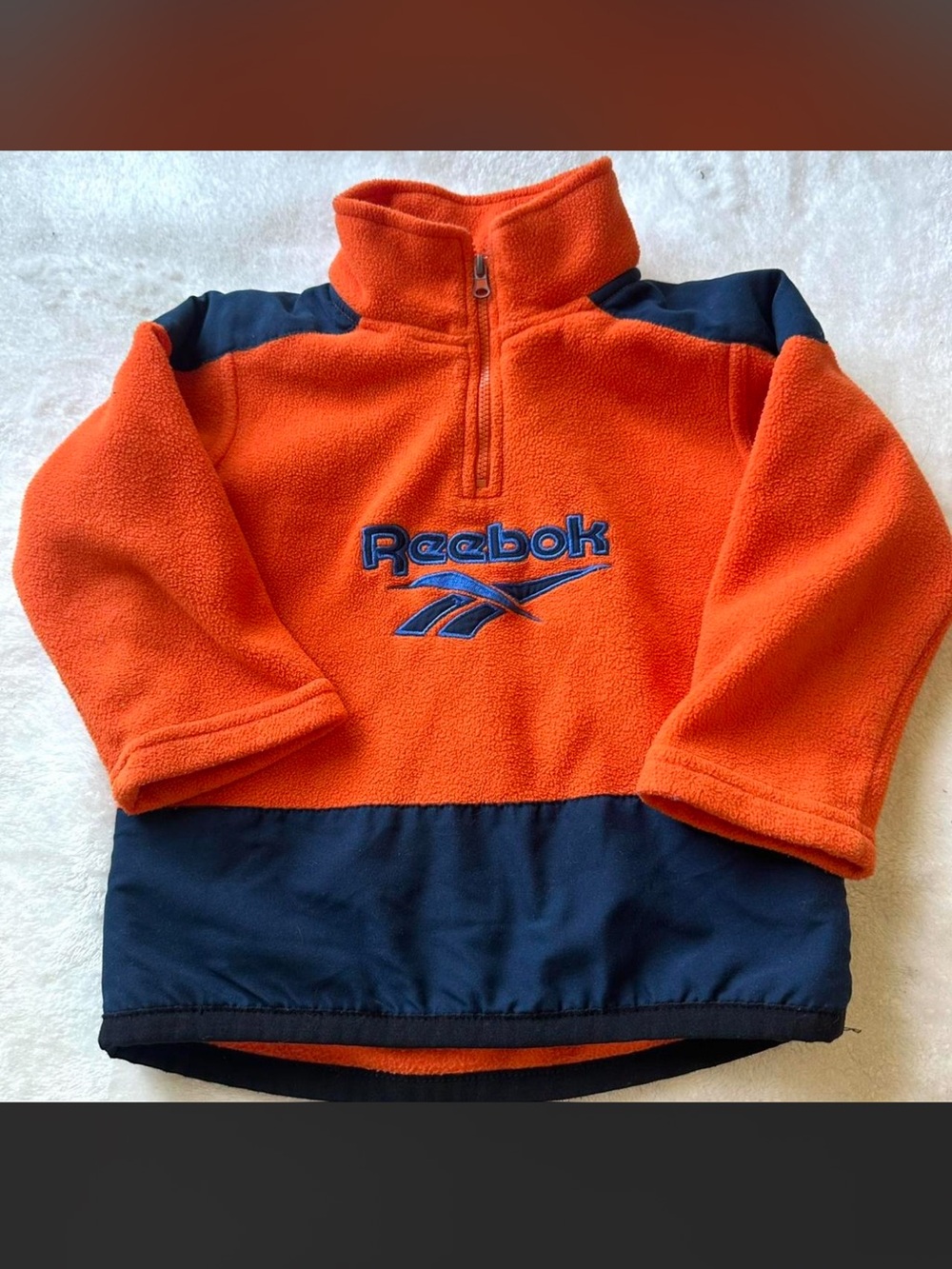 Reebok Orange & Navy Half-Zip Fleece Pullover
